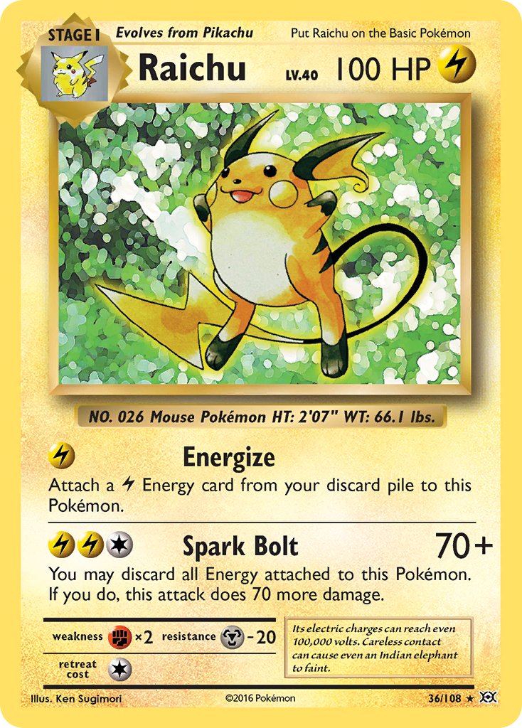 Raichu (36/108) (Theme Deck Exclusive) [XY: Evolutions] | RetroPlay Games