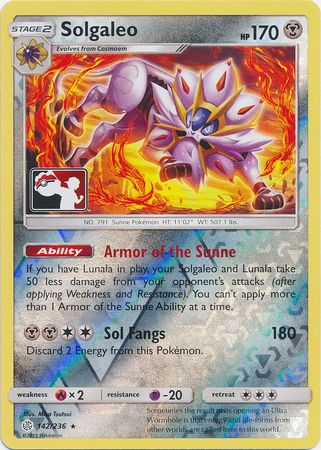 Solgaleo (142/236) (Pokemon Club Special Print) [Sun & Moon: Cosmic Eclipse] | RetroPlay Games