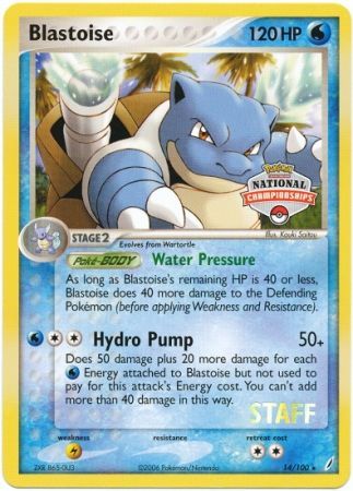 Blastoise (14/100) (National Championship Promo Staff) [EX: Crystal Guardians] | RetroPlay Games