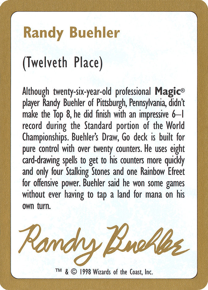 Randy Buehler Bio [World Championship Decks 1998] | RetroPlay Games