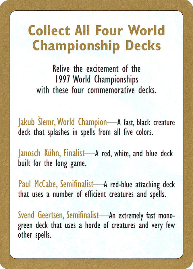 1997 World Championships Ad [World Championship Decks 1997] | RetroPlay Games