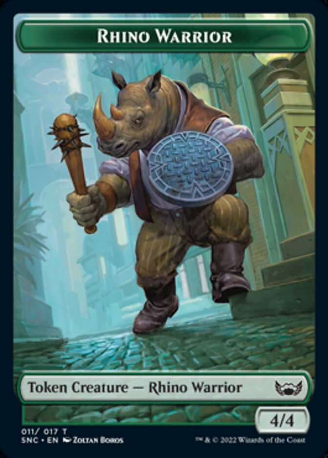 Cat // Rhino Warrior Double-sided Token [Streets of New Capenna Tokens] | RetroPlay Games