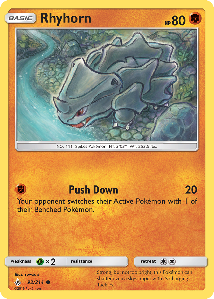 Rhyhorn (92/214) [Sun & Moon: Unbroken Bonds] | RetroPlay Games