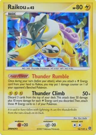 Raikou (16/132) (Cracked Ice Holo) [Diamond & Pearl: Secret Wonders] | RetroPlay Games