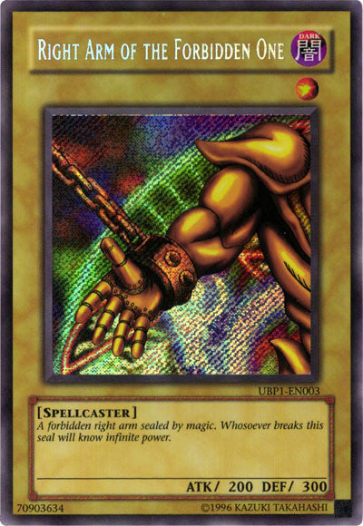 Right Arm of the Forbidden One [UBP1-EN003] Secret Rare | RetroPlay Games