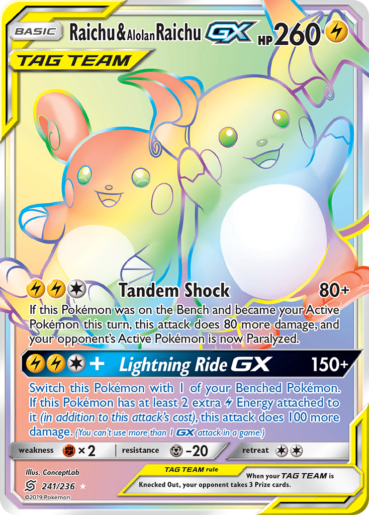 Raichu & Alolan Raichu GX (241/236) [Sun & Moon: Unified Minds] | RetroPlay Games