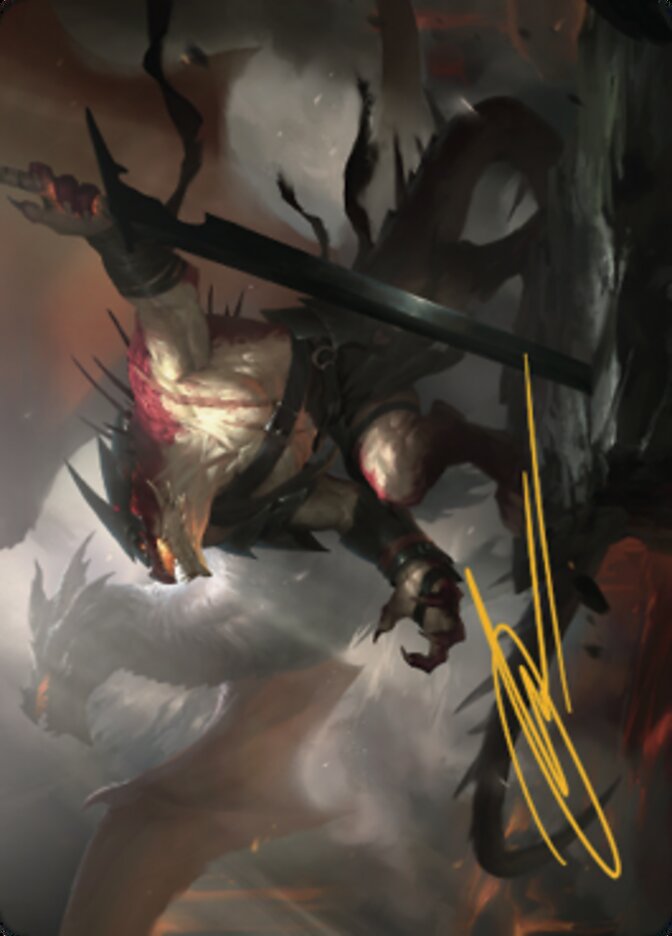 Rivaz of the Claw Art Card (Gold-Stamped Signature) [Dominaria United Art Series] | RetroPlay Games