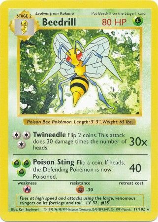 Beedrill (17/102) [Base Set Shadowless Unlimited] | RetroPlay Games