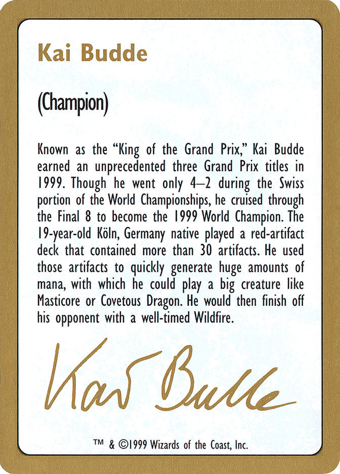 Kai Budde Bio [World Championship Decks 1999] | RetroPlay Games