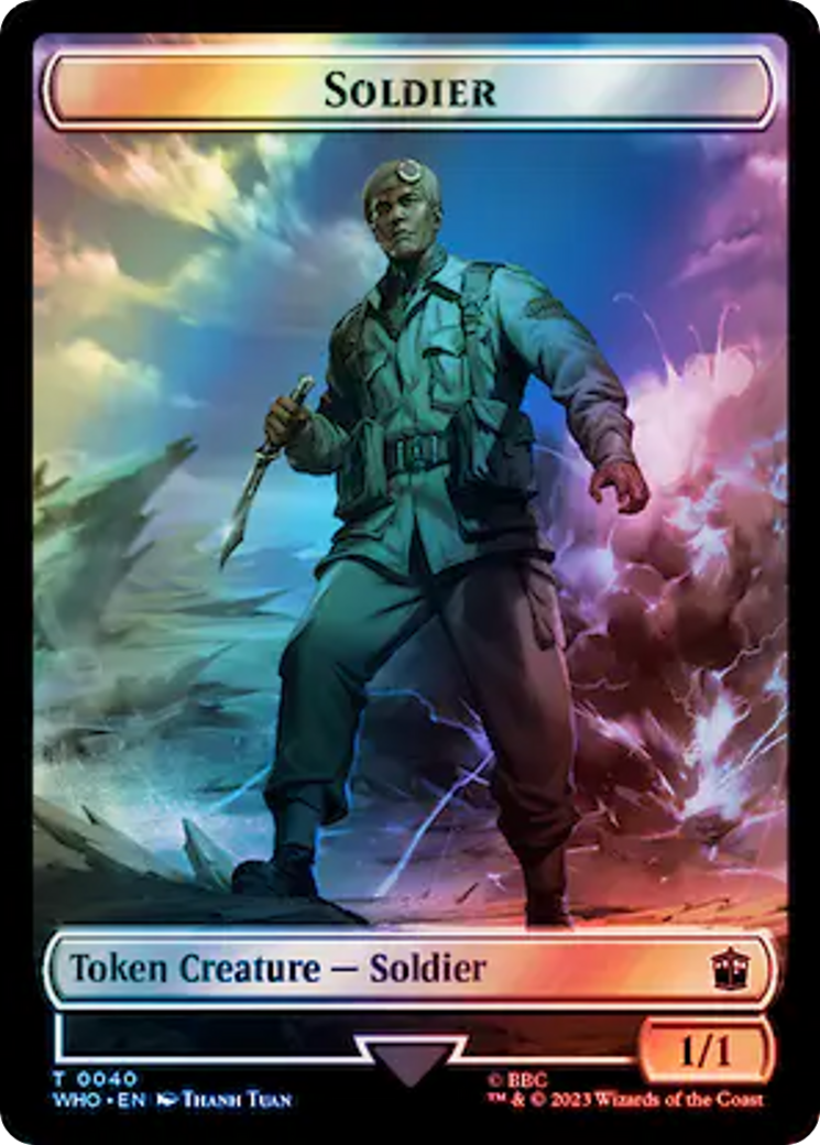 Soldier // Mark of the Rani Double-Sided Token (Surge Foil) [Doctor Who Tokens] | RetroPlay Games
