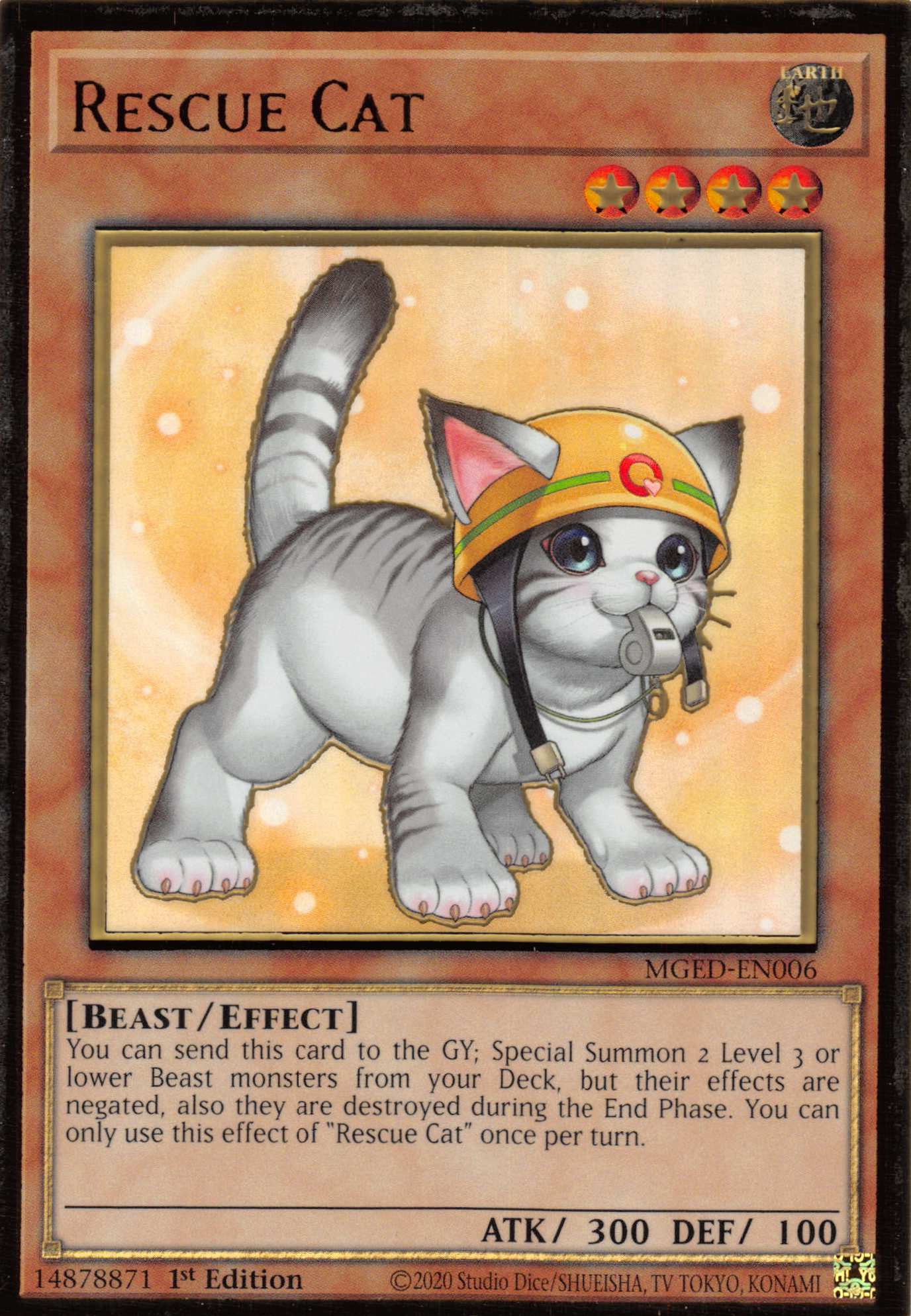 Rescue Cat (Alternate Art) [MGED-EN006] Gold Rare | RetroPlay Games