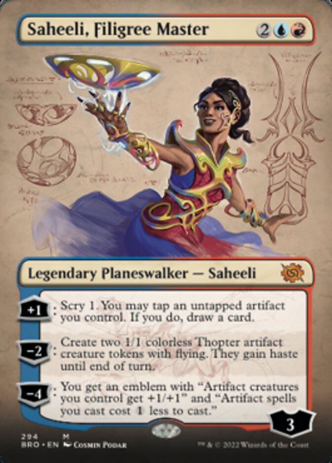 Saheeli, Filigree Master (Borderless Alternate Art) [The Brothers' War] | RetroPlay Games