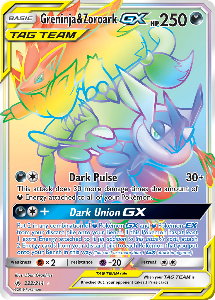 Greninja & Zoroark GX (222/214) [Sun & Moon: Unbroken Bonds] | RetroPlay Games