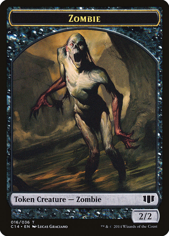 Horror // Zombie (016/036) Double-sided Token [Commander 2014 Tokens] | RetroPlay Games