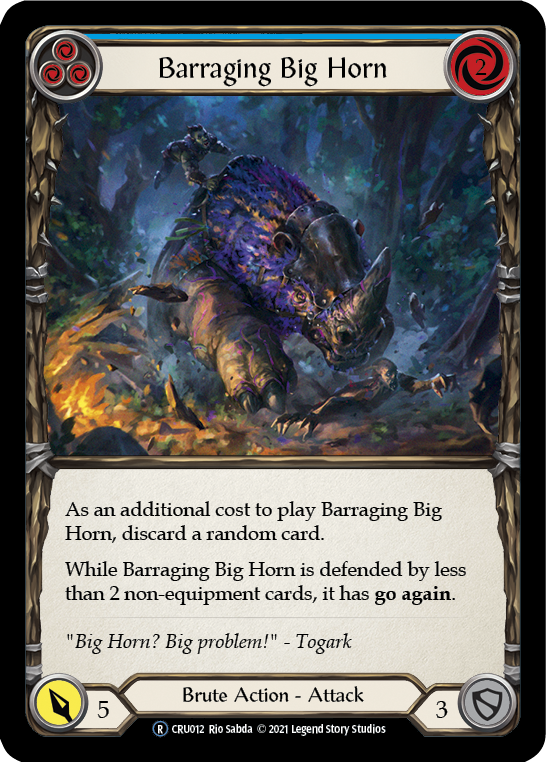 Barraging Big Horn (Blue) [U-CRU012] (Crucible of War Unlimited)  Unlimited Rainbow Foil | RetroPlay Games