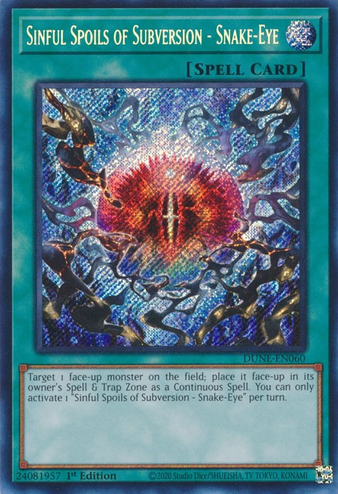 Sinful Spoils of Subversion - Snake-Eye [DUNE-EN060] Secret Rare | RetroPlay Games