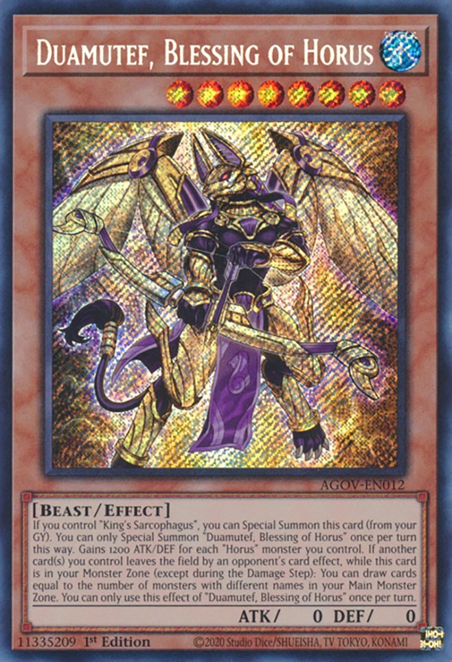 Duamutef, Blessing of Horus [AGOV-EN012] Secret Rare | RetroPlay Games