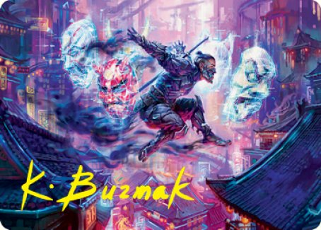 Thousand-Faced Shadow Art Card (Gold-Stamped Signature) [Kamigawa: Neon Dynasty Art Series] | RetroPlay Games