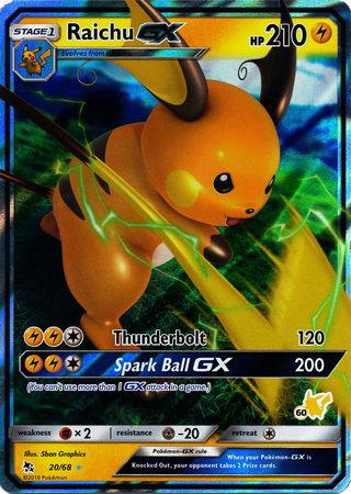 Raichu GX (20/68) (Pikachu Stamp #60) [Battle Academy 2020] | RetroPlay Games