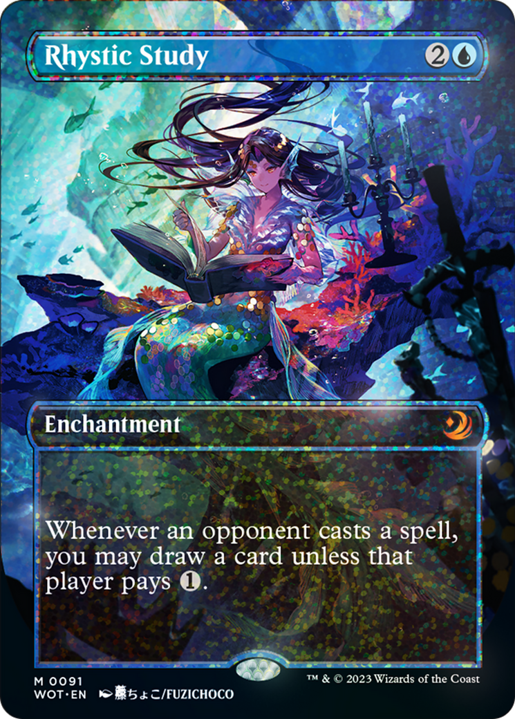 Rhystic Study (Anime Borderless) (Confetti Foil) [Wilds of Eldraine: Enchanting Tales] | RetroPlay Games