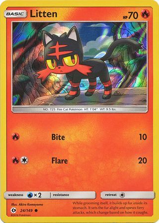 Litten (24/149) (Water Web Holo) [Sun & Moon: Base Set] | RetroPlay Games