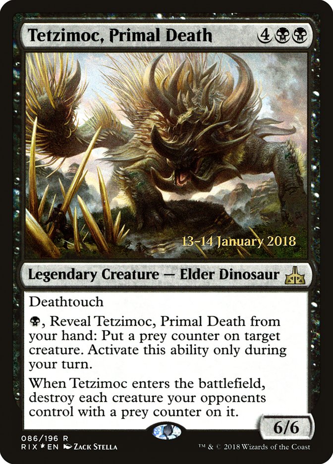 Tetzimoc, Primal Death [Rivals of Ixalan Prerelease Promos] | RetroPlay Games