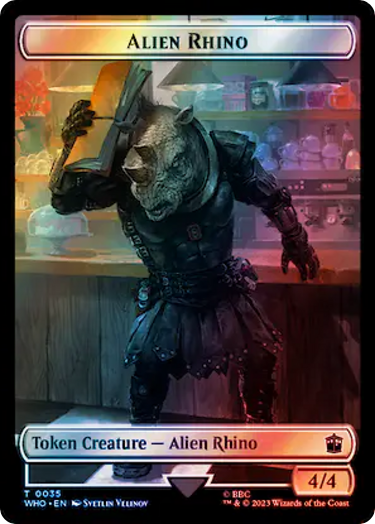 Alien Rhino // Treasure (0060) Double-Sided Token (Surge Foil) [Doctor Who Tokens] | RetroPlay Games