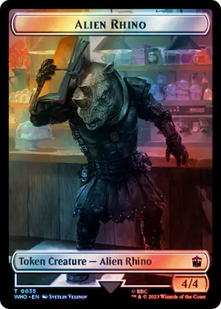 Alien Rhino // Food (0058) Double-Sided Token (Surge Foil) [Doctor Who Tokens] | RetroPlay Games
