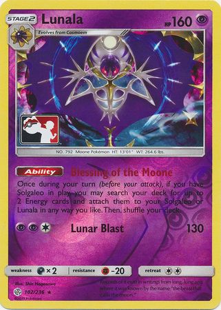 Lunala (102/236) (Pokemon Club Special Print) [Sun & Moon: Cosmic Eclipse] | RetroPlay Games