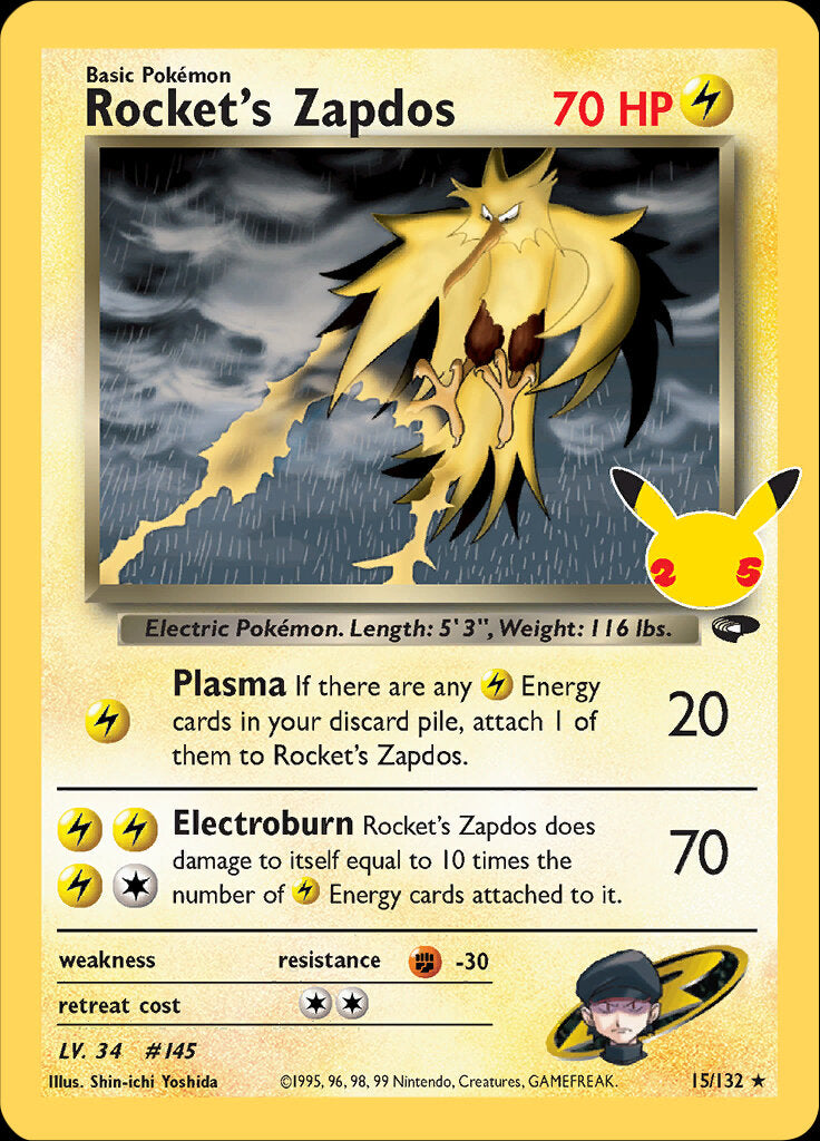 Rocket's Zapdos (15/132) [Celebrations: 25th Anniversary - Classic Collection] | RetroPlay Games