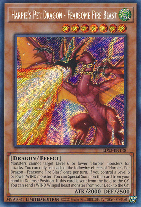 Harpie's Pet Dragon - Fearsome Fire Blast [LDS3-EN138] Secret Rare | RetroPlay Games