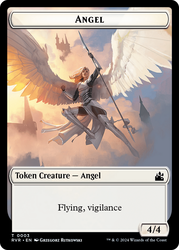 Elf Knight // Angel (0003) Double-Sided Token [Ravnica Remastered Tokens] | RetroPlay Games