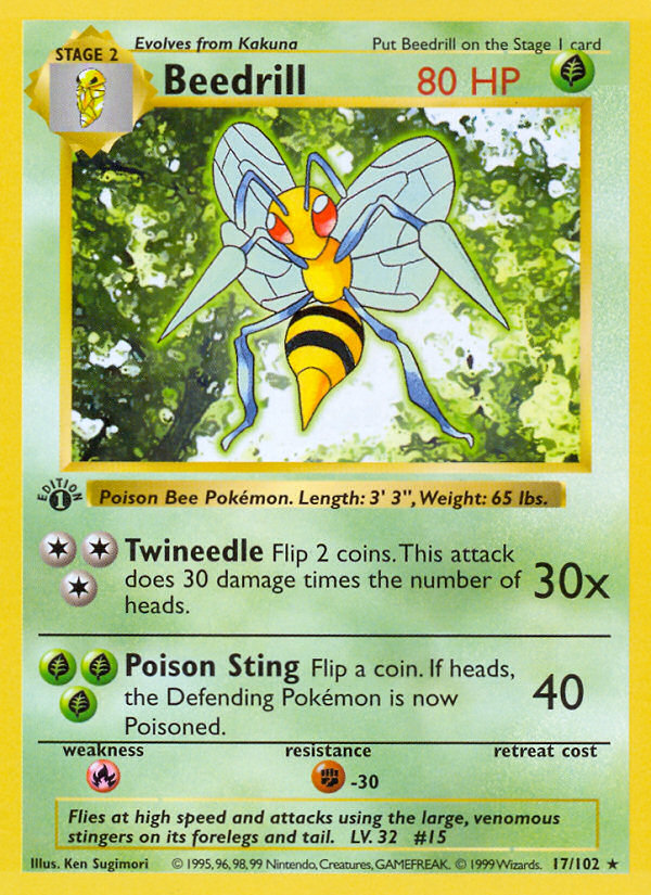 Beedrill (17/102) (Shadowless) [Base Set 1st Edition] | RetroPlay Games