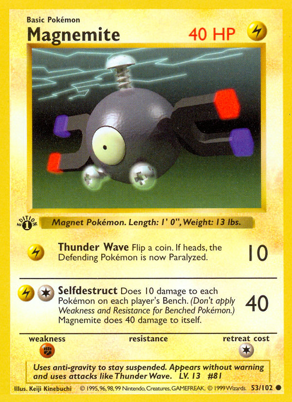 Magnemite (53/102) (Shadowless) [Base Set 1st Edition] | RetroPlay Games