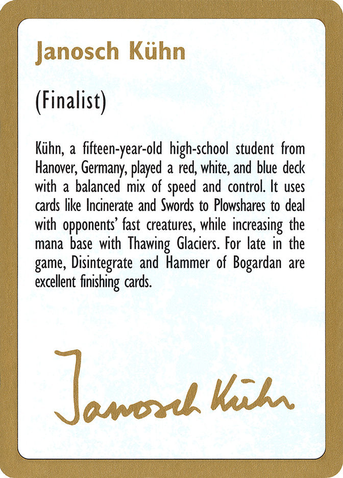 Janosch Kühn Bio [World Championship Decks 1997] | RetroPlay Games