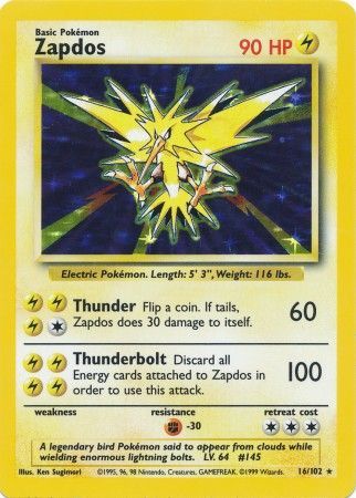 Zapdos (16/102) [Base Set Unlimited] | RetroPlay Games