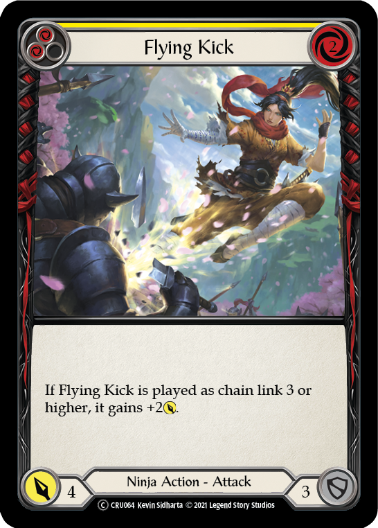 Flying Kick (Yellow) [U-CRU064] (Crucible of War Unlimited)  Unlimited Rainbow Foil | RetroPlay Games