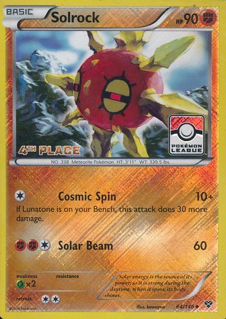 Solrock (64/146) (4th Place League Challenge Promo) [XY: Base Set] | RetroPlay Games