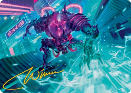 Surgehacker Mech Art Card (Gold-Stamped Signature) [Kamigawa: Neon Dynasty Art Series] | RetroPlay Games