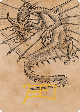 Ancient Gold Dragon Art Card (44) (Gold-Stamped Signature) [Commander Legends: Battle for Baldur's Gate Art Series] | RetroPlay Games