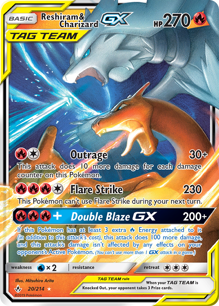 Reshiram & Charizard GX (20/214) [Sun & Moon: Unbroken Bonds] | RetroPlay Games