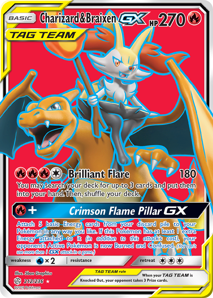 Charizard & Braixen GX (212/236) [Sun & Moon: Cosmic Eclipse] | RetroPlay Games