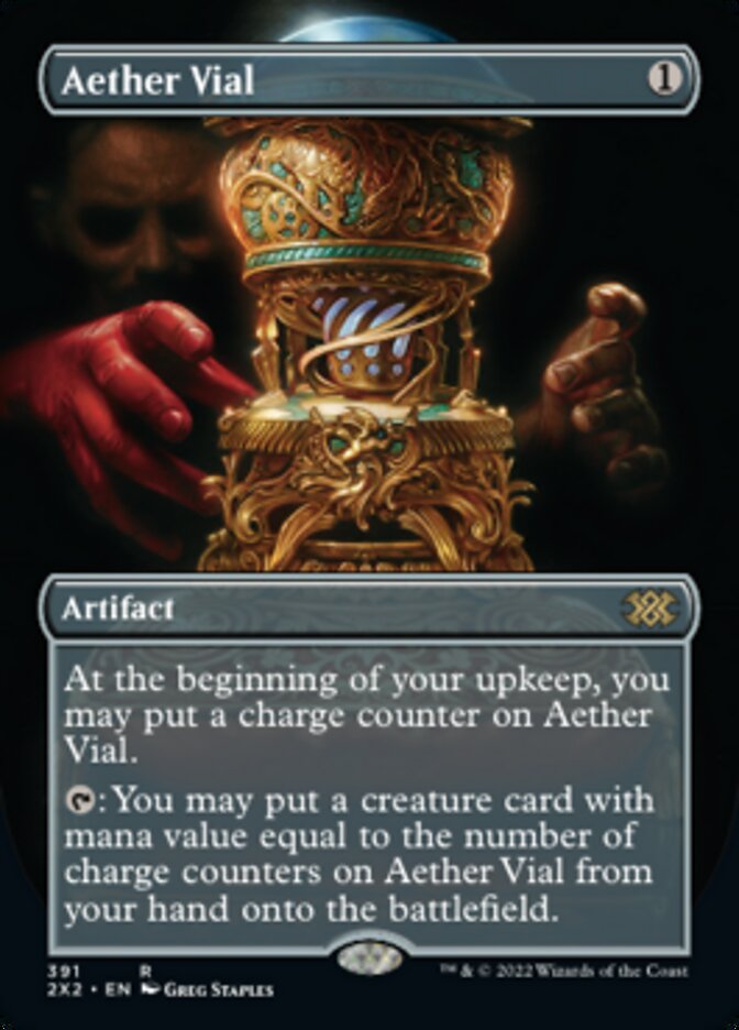 Aether Vial (Borderless Alternate Art) [Double Masters 2022] | RetroPlay Games