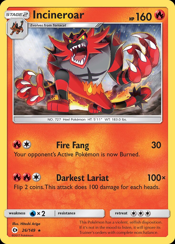 Incineroar (26/149) (Theme Deck Exclusive) [Sun & Moon: Base Set] | RetroPlay Games