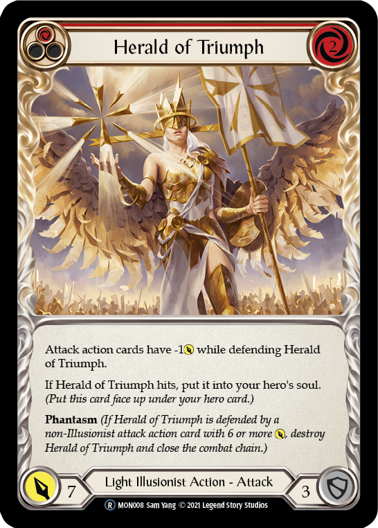 Herald of Triumph (Red) [U-MON008-RF] (Monarch Unlimited)  Unlimited Rainbow Foil | RetroPlay Games