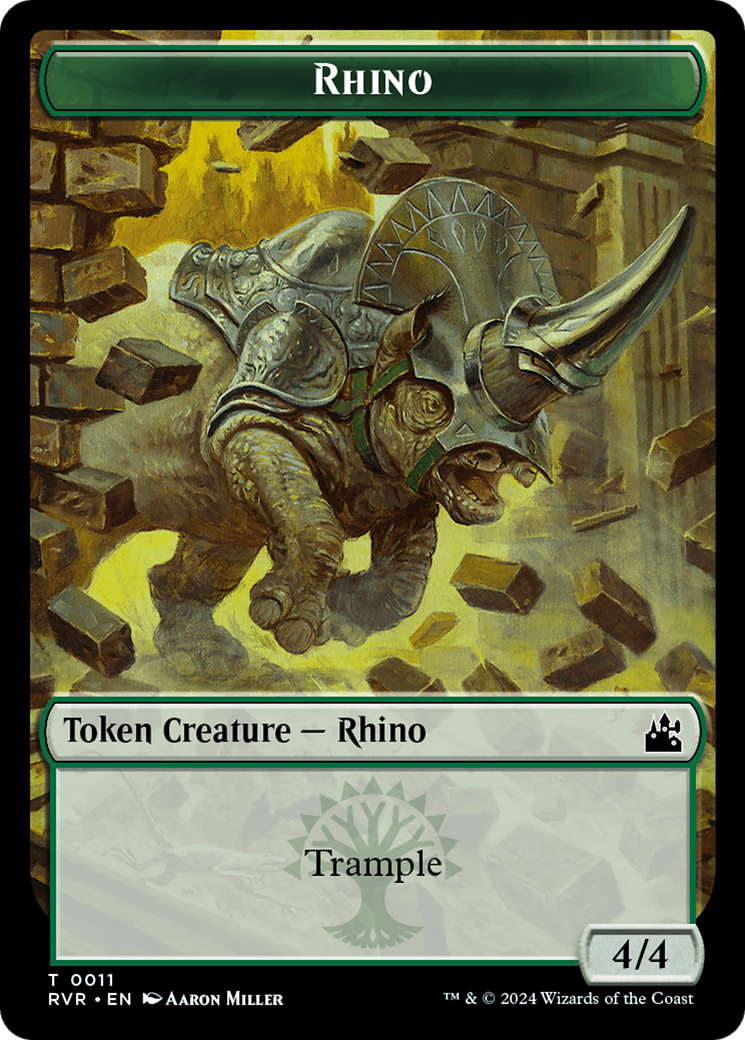 Elf Knight // Rhino Double-Sided Token [Ravnica Remastered Tokens] | RetroPlay Games