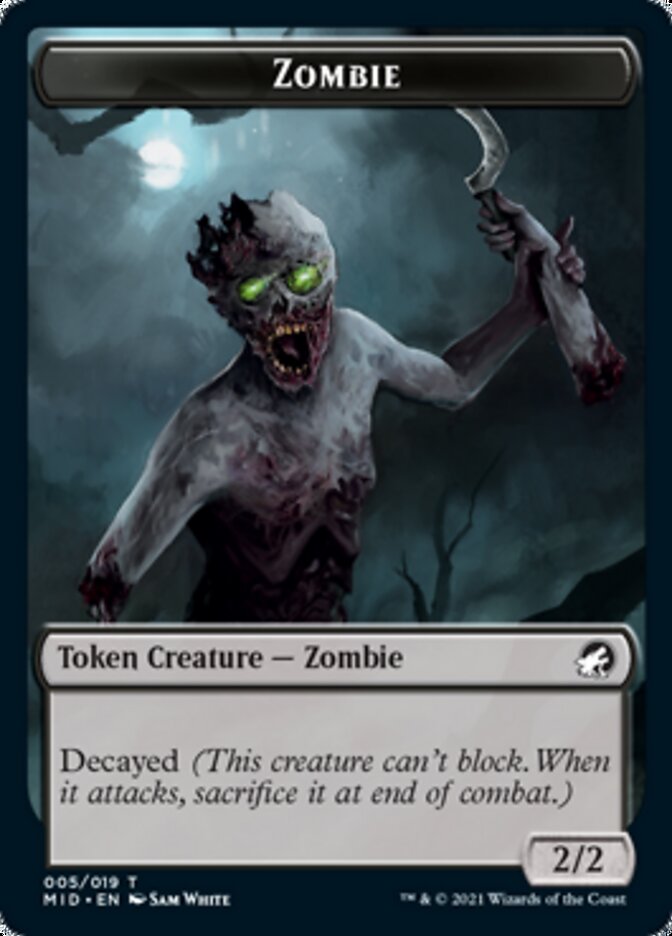 Zombie (005) // Wrenn and Seven Emblem Double-sided Token [Innistrad: Midnight Hunt Tokens] | RetroPlay Games