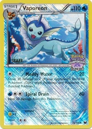 Vaporeon (25/108) (State Province Championship 2013 Promo Staff) [Black & White: Dark Explorers] | RetroPlay Games