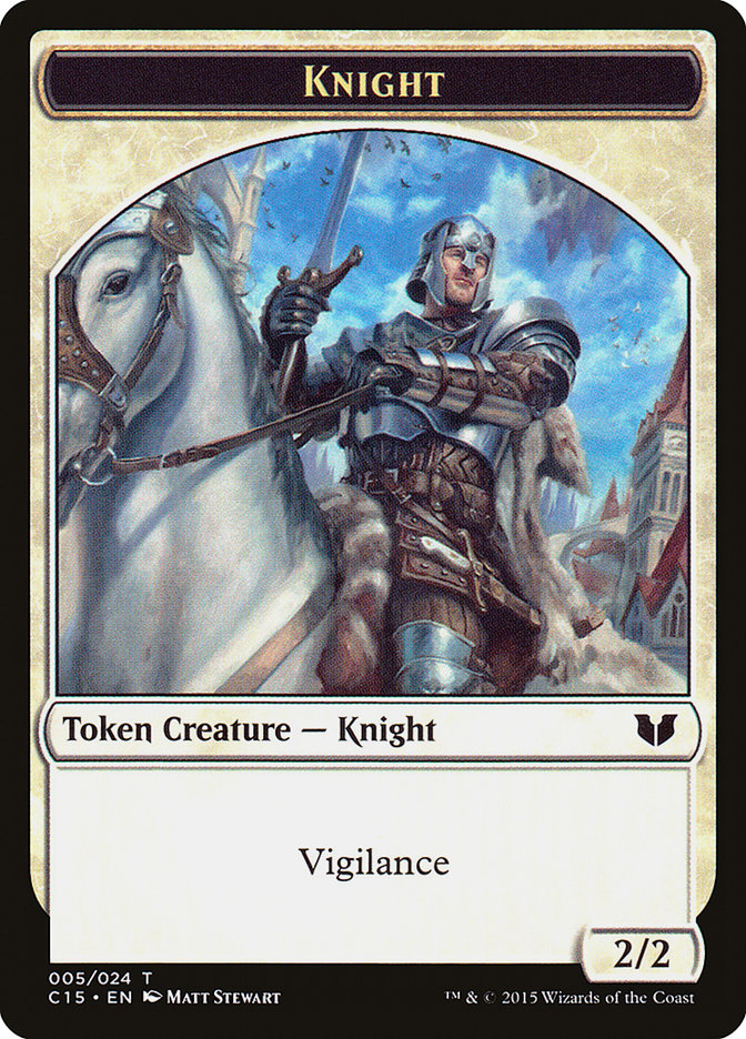 Knight (005) // Spirit (023) Double-Sided Token [Commander 2015 Tokens] | RetroPlay Games