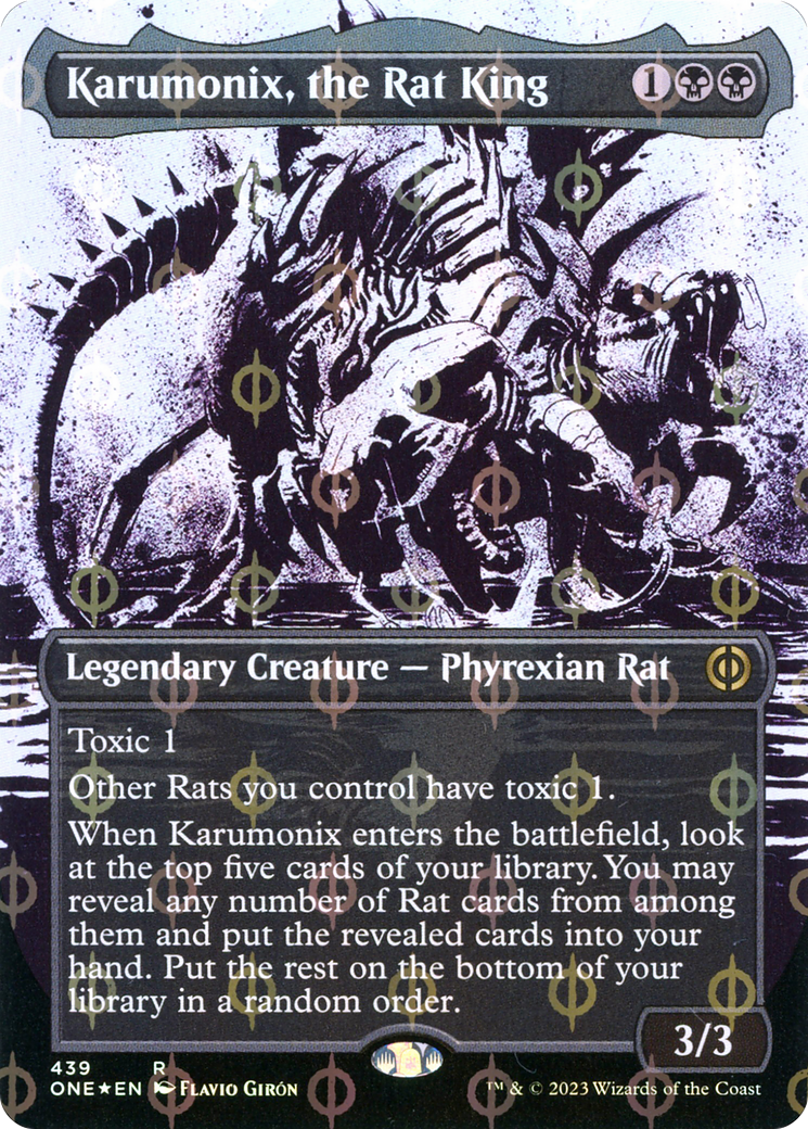 Karumonix, the Rat King (Borderless Ichor Step-and-Compleat Foil) [Phyrexia: All Will Be One] | RetroPlay Games